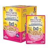 Wellness Appetizing Entrées Age Advantage Shredded Wet Cat Food, Protein-Rich, Grain Free, 1.4 Ounce Pouch, 8 Pack (Chicken & Duck Recipe)