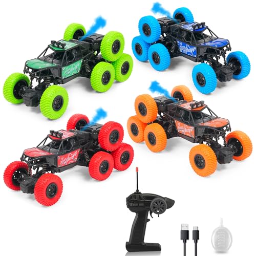 Image of Gooyo GY-104SP Hi-Speed Rechargeable Remote Control Rock Crawler Car with Smoke | 8 Tyres Monster Truck with Spray | 4x4 Off-Road RC Car Toy | Assorted | in-Built Battery | Gift Box Packaging