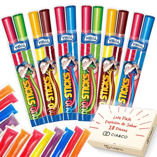 Cia&Co Flashes con 18 Unidades Sabores Top - Incluye Polines 6 Duo Sticks Vidal 90 ml + 12 Flashes de sabores Burmar tipicos variados 70 ml
