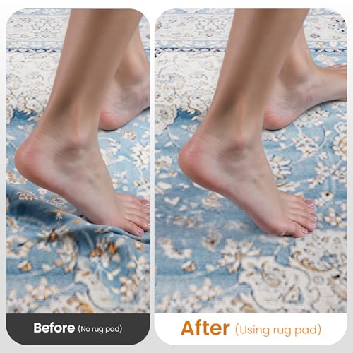 Non-Slip Rug Pad Gripper 2.5x14 Feet, Anti Skid Mat for Under Area Rugs, Keeps Rugs in Position and Safe, Thick Cushioned Carpet Pad for Hardwood Floors Protection - Image 5