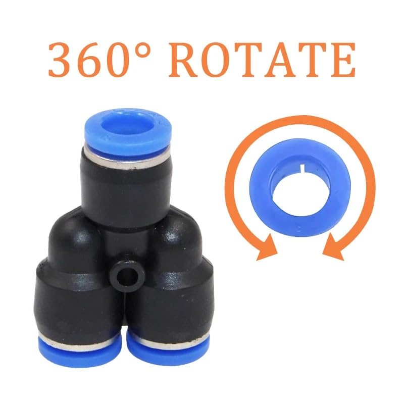 Conector neumático rápido de 12mm a 10mm en Y manguera de aire acoplamiento de plástico 4