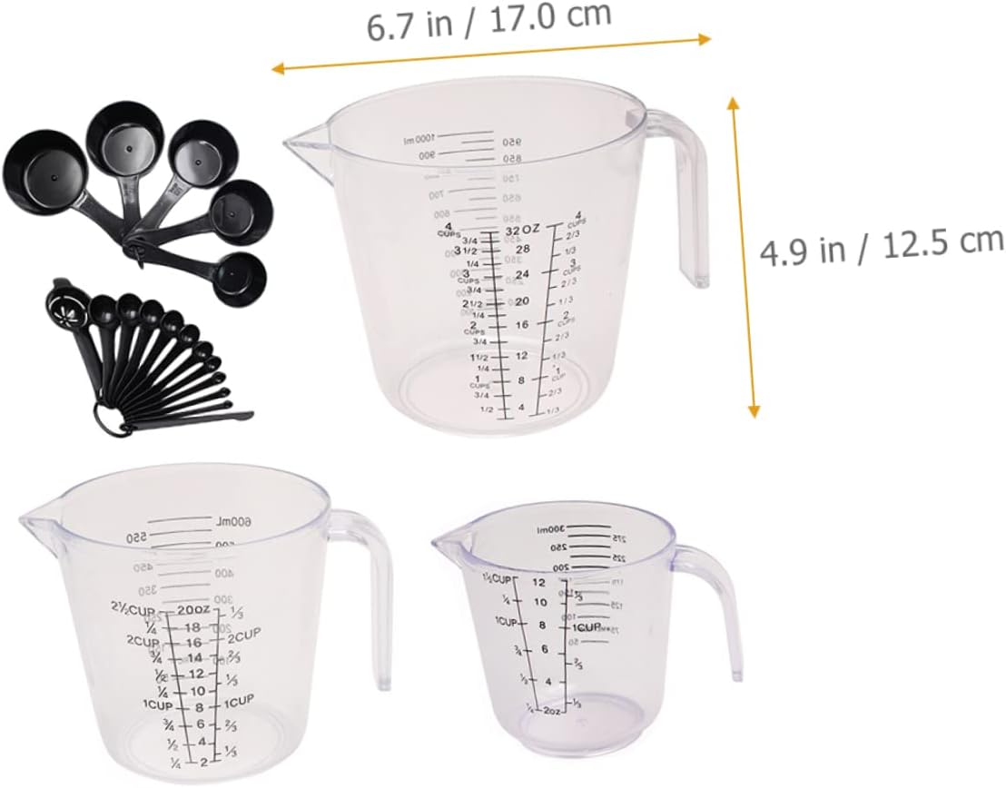 COLLBATH 20pcs Liquid Measuring Cups and Spoons Accurate Baking and Cooking Scales Lightweight Design for Kitchen Use