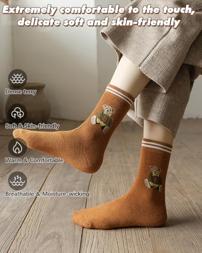 Image of IIG 3-5 Pairs Womens Super Thick Warm Winter Crew Socks Cute Fashion Knit Cozy Socks Gifts for Women