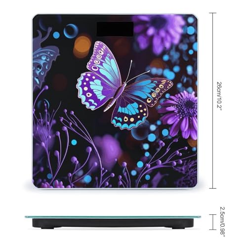 Báscula Digital de Baño con Diseño Morado de Mariposas miniatura 2
