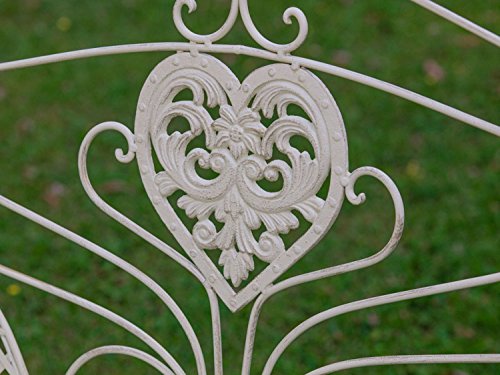 Nostalgie Gartenbank Herz Blumen Eisen antik Stil creme weiss Gartenmöbel Bank - 8