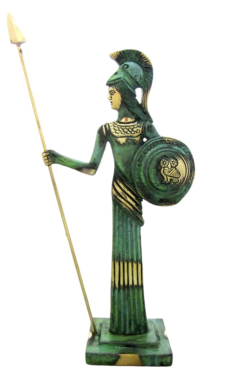 IconsGr Ancient Greek Bronze Museum Statue Replica of Athena with Spear and Shield (101)