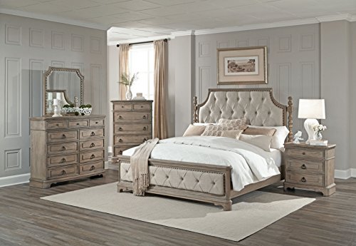 Roundhill Furniture Piraeus 296 Solid Wood Construction Bedroom Set With Queen Size Bed, Dresser, Mirror, Chest And Night Stand #TOP1