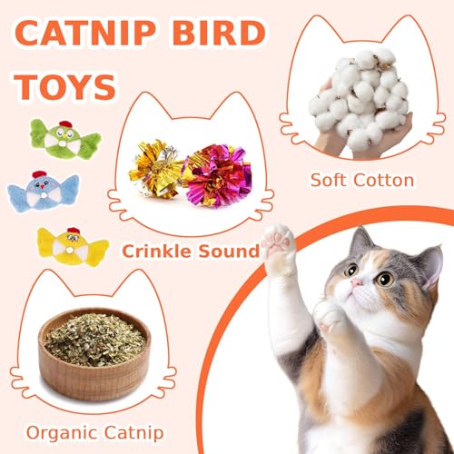 Retro Shaw Cat Toys,Bird Cat Toy with Catnip & Silvervine - Interactive Realistic Kitten Toy with Crinkle Sound for Indoor Cats, Satisfies Natural Hunting Instincts - Image 3