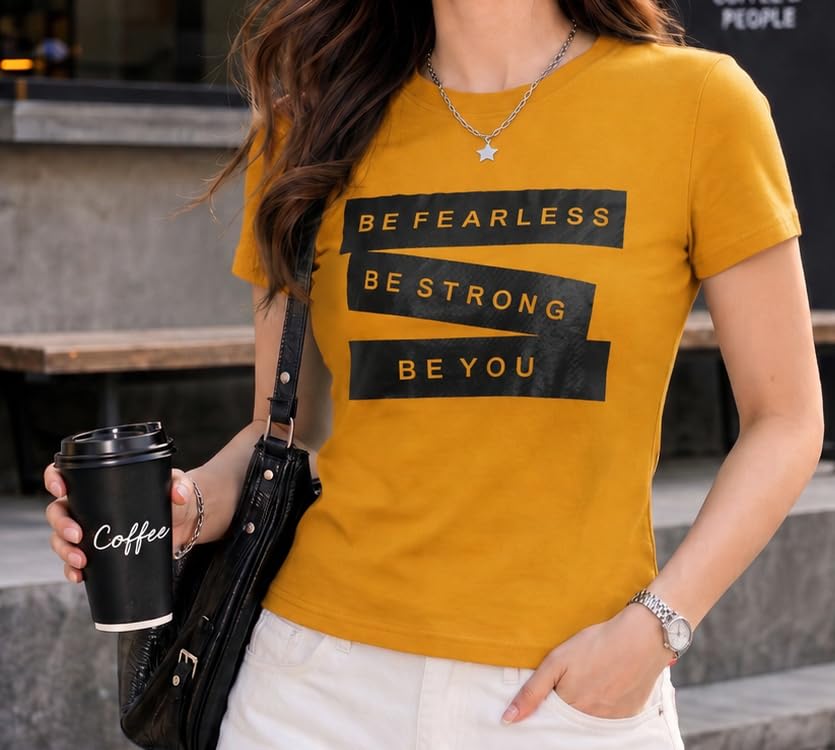 Image of Preneum Women's Graphic Printed T-Shirt, Round Neck Half Sleeve Casual Slim Fit Cotton Blend Tee, College, Office & Travel