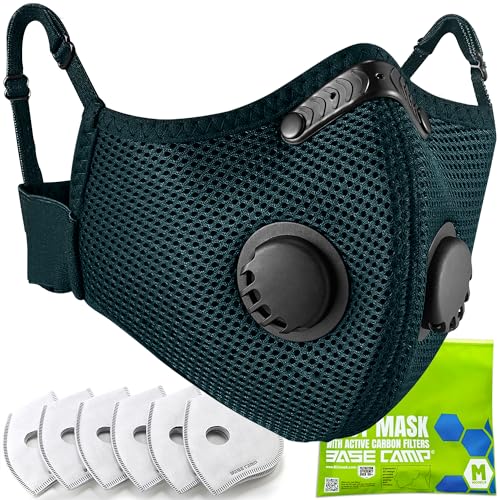 BASE CAMP Family Pack Dust Mask, Breathable Reusable Respirator Mask with 6 Activated Carbon Filters(Dark Tiber)
