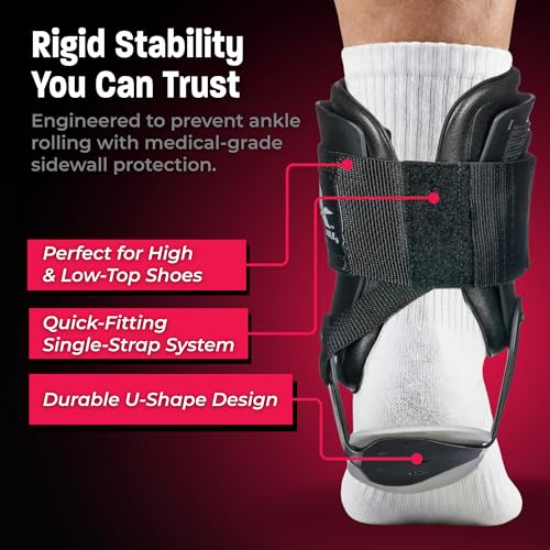 Image of Active Ankle T2 Ankle Brace, Black Ankle Support for Men & Women, Ankle Braces for Sprains, Stability, Volleyball, Cheerleading, Large