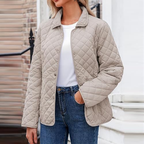 Stay Cozy in Style: AQAYL Women's Beiged Quilted Puffer Jacket - Lightweight & Warm - Image 5