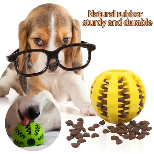 Roysmart 4 Stück Robuster Hunde Ball, Hundeball mit Zahnpflege-Funktion, Bissfestes Hundespielzeug, Naturgummi Hund Feeder Ball für Kleine Hunde (5cm)