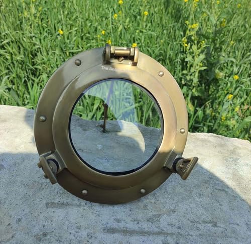 Ojo de buey vintage de 9 pulgadas para ventana náutica redonda con cristal transparente 4