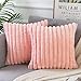 2 Piezas Fundas Cojines 45x45 Rosa Lana Funda de Almohada Cuadrada Suave Invierno en Rayas Fundas Color Puro Moderna Vintage Decoración para Sofá Casa Jardín Sala de Estar Habitacion 18x18 Inch