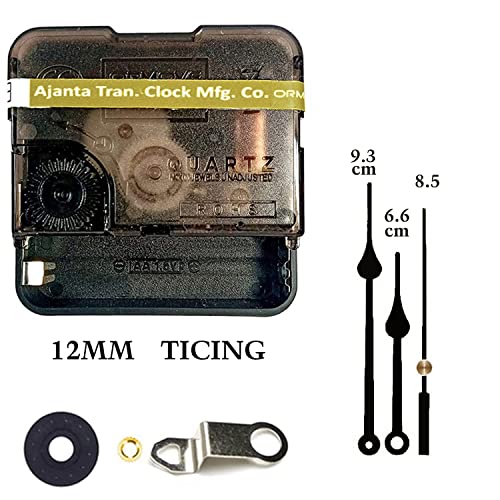 Image of QEWINOX Combo of Ajanta Mfg. Battery Operated Plastic Ticking Wall Clock Movement Machine with Hands (Made in India 100%) (Black 7)