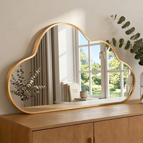 Fahomiss Decorative Cloud Wall Mirror with Frame for Kids Room Living Room Hallway Entryway