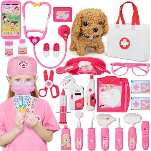 33Pcs Pet Doctor Kit for Toddlers - Dress Up Costume & Pretend Do...