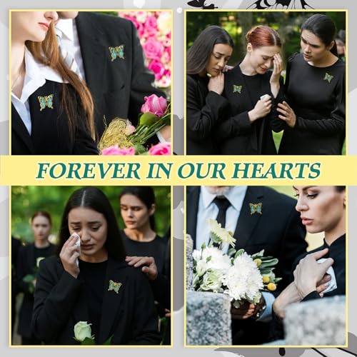 Image of Liliaafar 30 Sets Funeral Favors for Guests Bulk Butterfly /Feather /Wing Lapel Pins Life Favors Memorial Enamel Pins with Cards for Who Loss Loved One