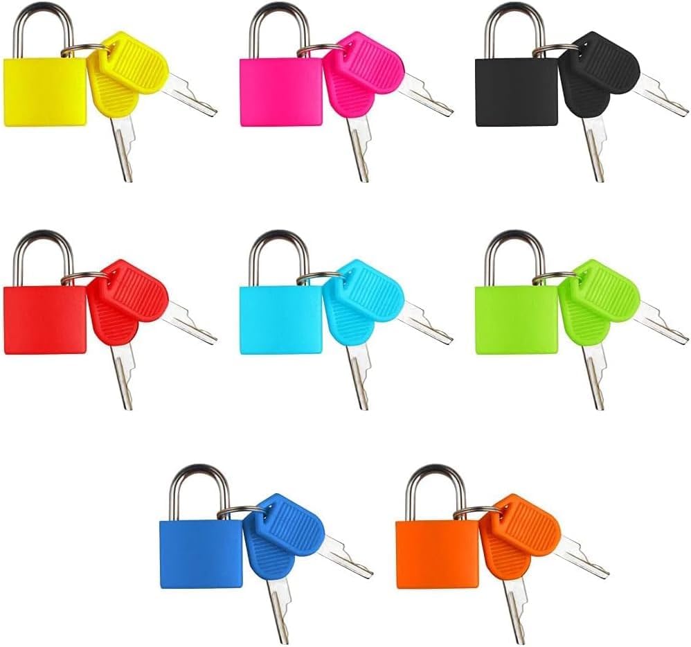 PUTHAK Set of 8 Mini Locks with Keys, Colorful Travel Suitcase Locks for Luggage, Backpacks, Bags, Lockers-picture-14