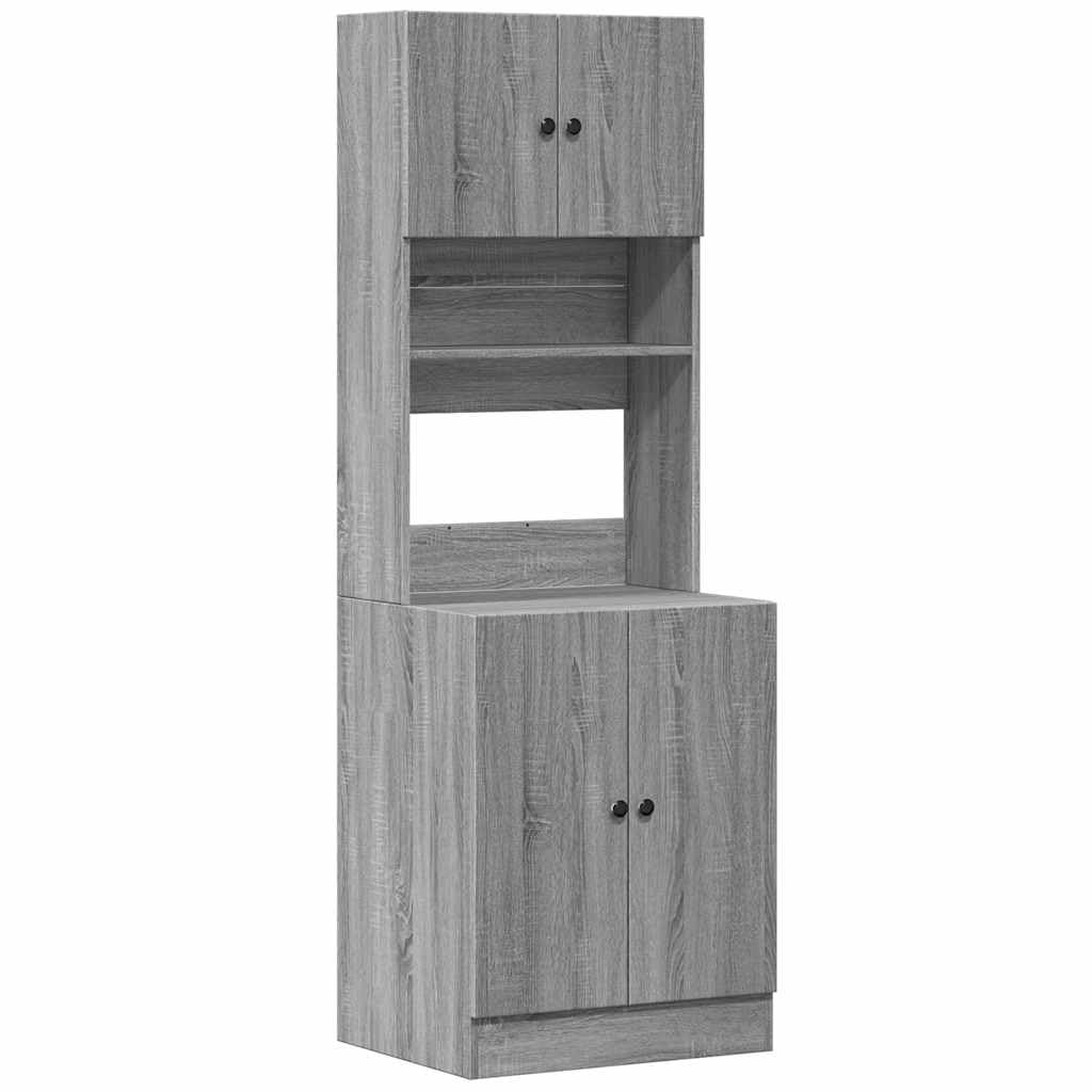 vidaXL Kitchen Cabinet, Cupboard with Storage, Tall Cabinet with Drawers, Freestanding Storage Unit, Modern Style, Grey Sonoma Engineered Wood