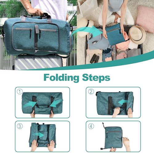 Dimayar 65L Travel Duffle Bag for Men Women - Foldable Duffel Bag with Shoes Compartment - Overnight Bags Waterproof & Tear Resistant(Green) - Image 4