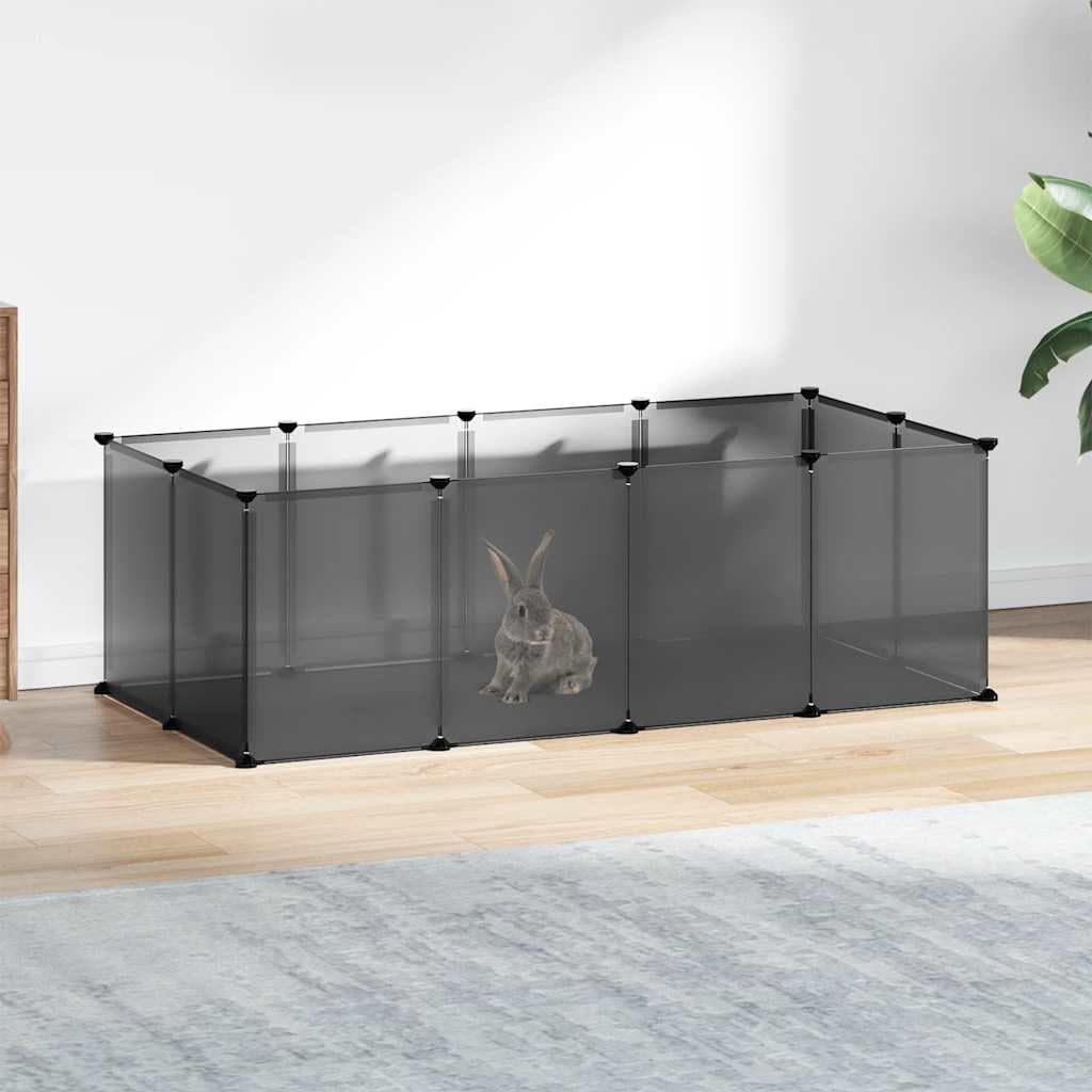 Jaula negra para animales pequeños, 144 x 74 x 46,5 cm, de polipropileno y acero, para casa de roedores con bandeja de suelo, interior o exterior para conejera y hámster