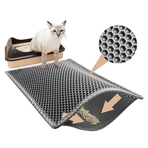 Garoopion Alfombra Gatos Arenero, 61x38cm Alfombrilla Arenero Gato Impermeable, Diseño de Doble Capa en Forma de Panal, Gris
