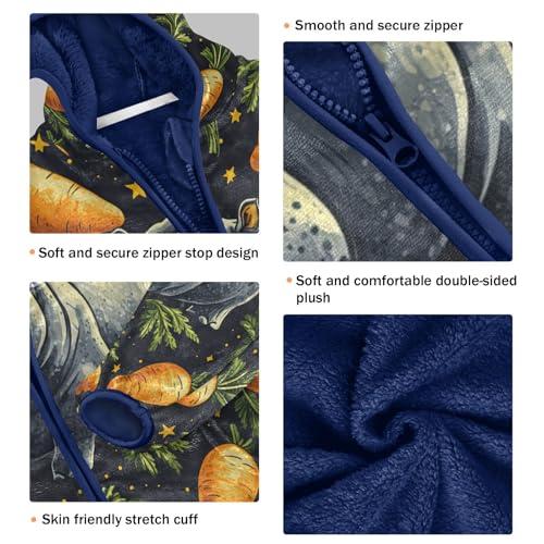 Hippo Among Carrots Stars Toddler Fleece Jacket Girl Boys Hooded Fleece Jacket Coat Warm Outwear Zip-up 3-10T3