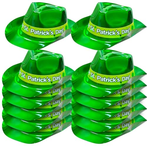 BABORUI 12Packs St patricks Day Hats Bulk Cowboy Saint Patricks Day Hat For Women Men Outfit Accessories