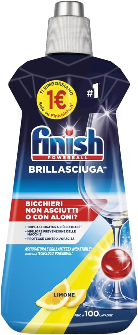 Finish Curalavastoviglie al Limone, 3 Prodotti da 250 ml di Cura Lavastoviglie & Brillantante Lavastoviglie al Limone, 2 Prodotti da 500 ml di Brillantante