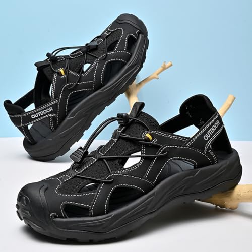 Men's Athletic Sandals Closed Toe Beach Sandals Breathable Anti-Slip Water Shoes for Outdoor Walking Trekking2
