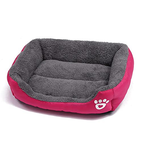OUYUNKKA Hundebett Hundekissen (S, 43 x 32 cm) Viereckig Rosarot Hundesofa für Mittelgroße und Kleine Hunde und Katzen, Flauschig Weich Katzenbett Katzenkissen Hundebett für Französische Bulldogge