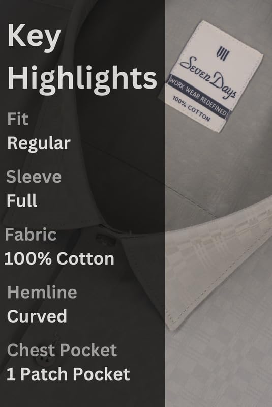 Image of 7-DAYS Premium Men's Formal Shirts - Cotton, Self-Design, Full Sleeve, Regular Fit, with Pocket, Stylish Office Shirts for Men