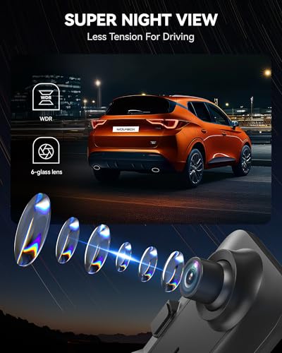 Image of WOLFBOX G840H 12 inch Touchscreen Mirror Dash Cam with WiFi, 2.5K Rear View Mirror Camera with 1080P Rear Camera, Mirror Dash Camera for Car Front and Rear, Parking Mode, WDR, Included 32GB Card and GPS