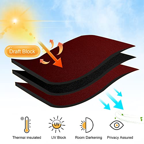 RYB HOME Short Curtains for Living Room Blackout Portable Blinds Shades for Bedroom Bathroom Basement Garage RV Camper Windows, 34 inches Width x 36 inches Length, Burgundy Red, 2 Pcs