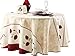 63-Inch Round Tablecloth Beige Red Leaf Holidays, Stain Resistant, Washable, Liquid Spills bead up (Size Available: 63" Round, 60 x 80", 60 x 95", 60 x 120")