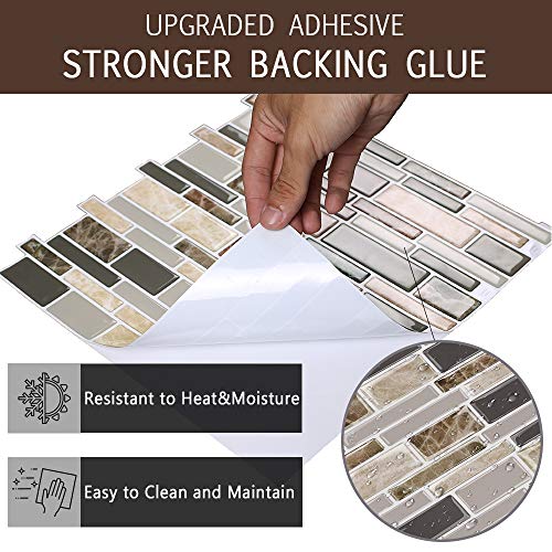 10 Sheets Peel and Stick Kitchen Backsplash - 12" x 12" Premium Tile Backsplash 3D Wall Tiles - Thumbnail 4