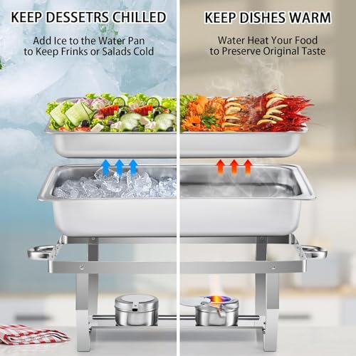 Chauffe-plats en acier inoxydable avec couvercles pour buffet élégant et durable - 3