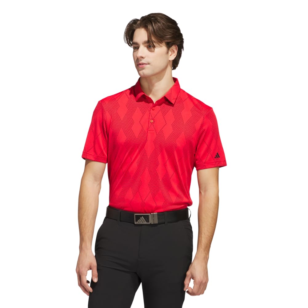 adidas Men's Ultimate365 Micro Texture Polo Shirt, Pure Ruby S25, Medium