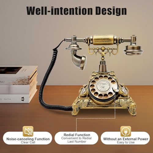 Teléfono Vintage con Disco Rotatorio y Cable, Diseño Retro miniatura 2