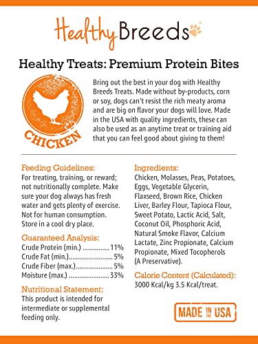 Image of Healthy Breeds Cocker Spaniel Healthy Treats Premium Protein Bites Chicken Dog Treats 10 oz