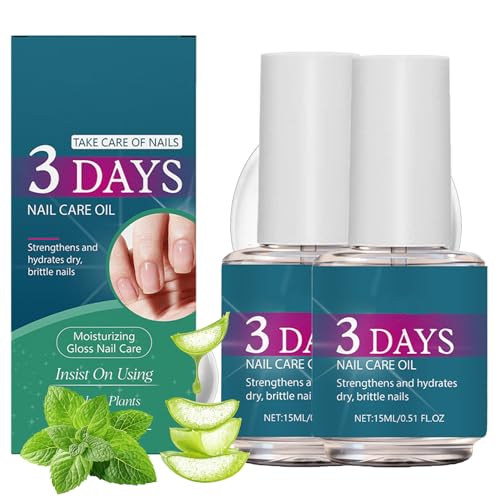 3 Days Nail Care Oil for Dry Brittle Nails Moisturizing for Hydration and Shine Plant-Enriched Daily Care Oil 2 Pack 15ml Each