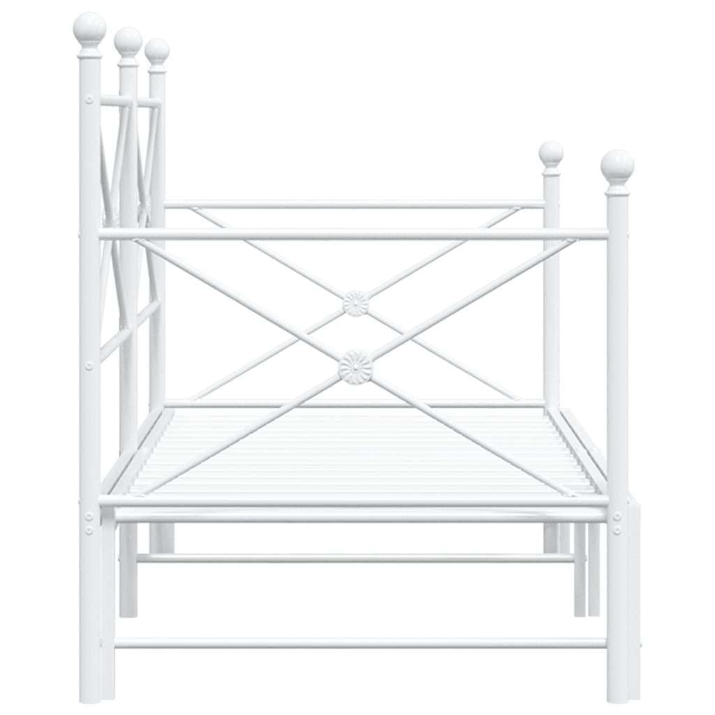 vidaXL Divano Letto Estraibile Senza Materasso Bianco 80x200cm Acciaio, Divano Letto con cassetti, Divano Letto, Divano Letto da Soggiorno