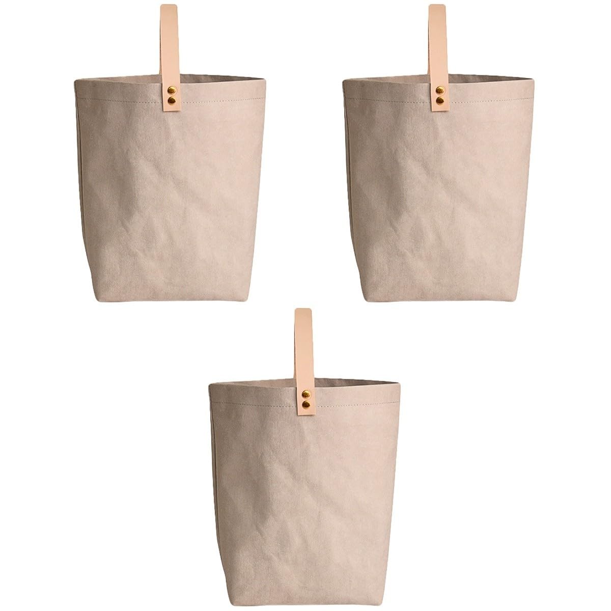 Mobestech 3piezas Bolsa De Papel Kraft Lavada Asa Para Vino Pack Para Fiestas y Eventos Para Botellas De Vino y Champán