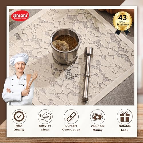 Image of Jensons Stainless Steel Okhli | Mortar & Pestle Set | Musal Set | Khalbatta for Kitchen Spice Mixer | Imam Dasta | Hand Smasher /Hamam Dasta | Kharal Idi Kallu /Khal batta
