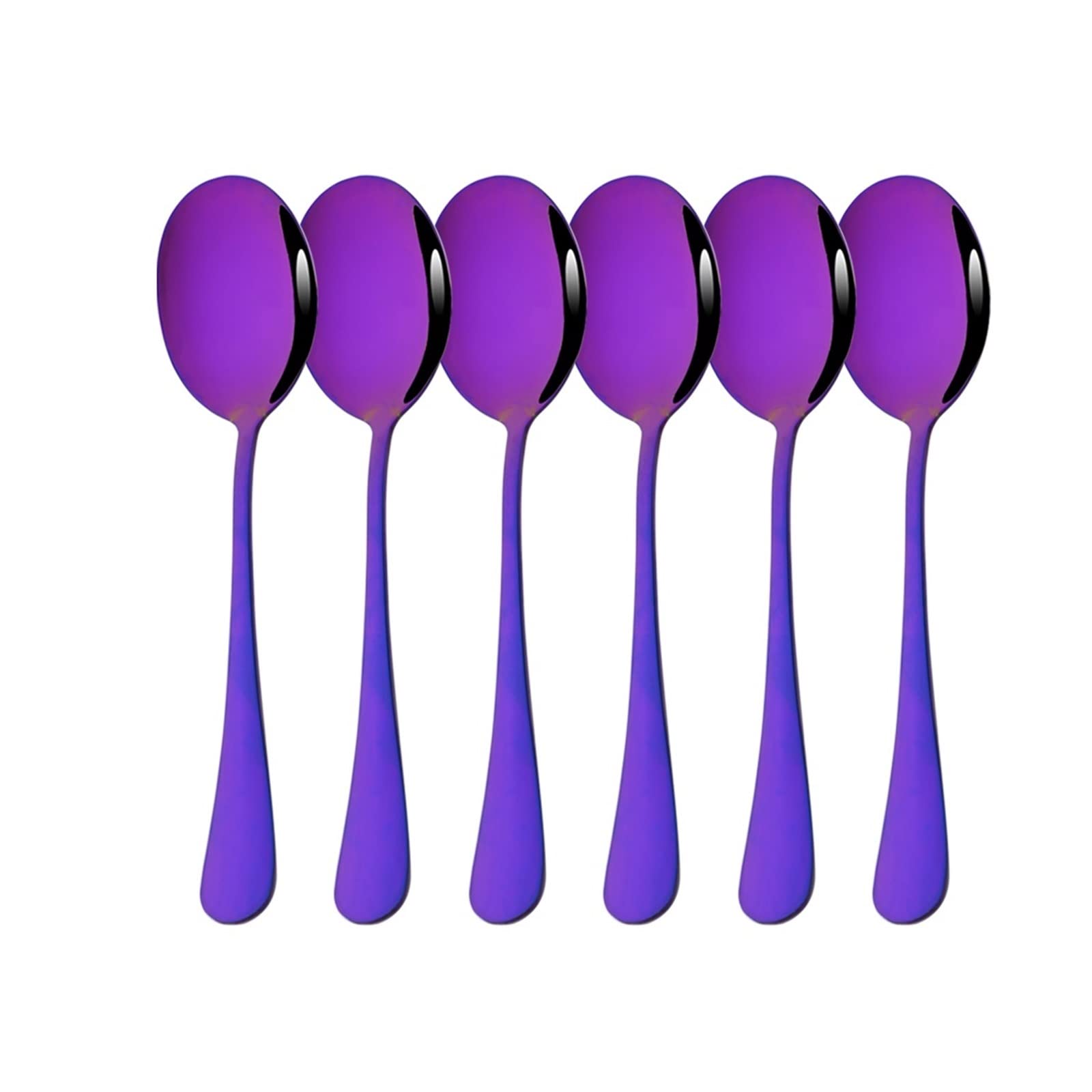 2/4/6-teiliges Geschirrset Küche Abendessen öffentlicher Löffel Restaurant Edelstahl Verteillöffel Buffet Servierlöffel Leisurely (Color : 6Pcs Purple)