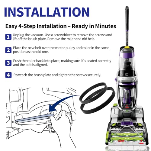 Image of Replacement Belt Set for Bissell ProHeat 2X Revolution Pet Pro Carpet Cleaner - Fits 1986, 1548, 1551, 2007, 1964, 2007P - Replaces 1611129, 1611130 - Includes Brush & Gear Belts (2-Pack)