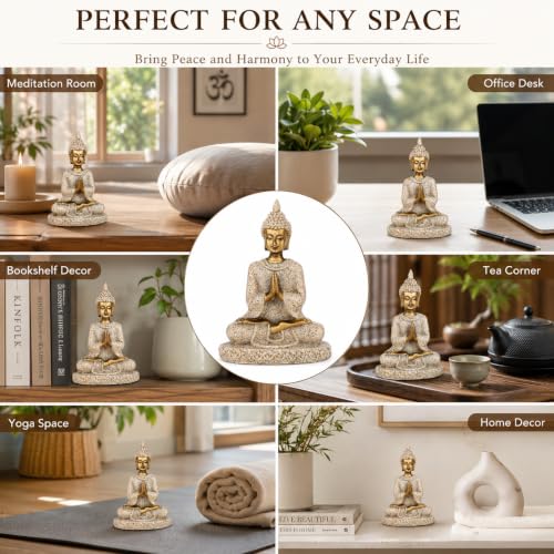 Estatua Buddha de piedra pequeña para decoración zen miniatura 6
