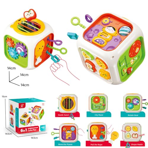 Image of Cable World Montessori Toys 6 in 1 Baby Sensory Toy for Kids Educational Learning Shape Sorter Activity Stacking Toys Baby Shape Sorting Interactive Toy Fine Motor Skill Developmental,Multicolor
